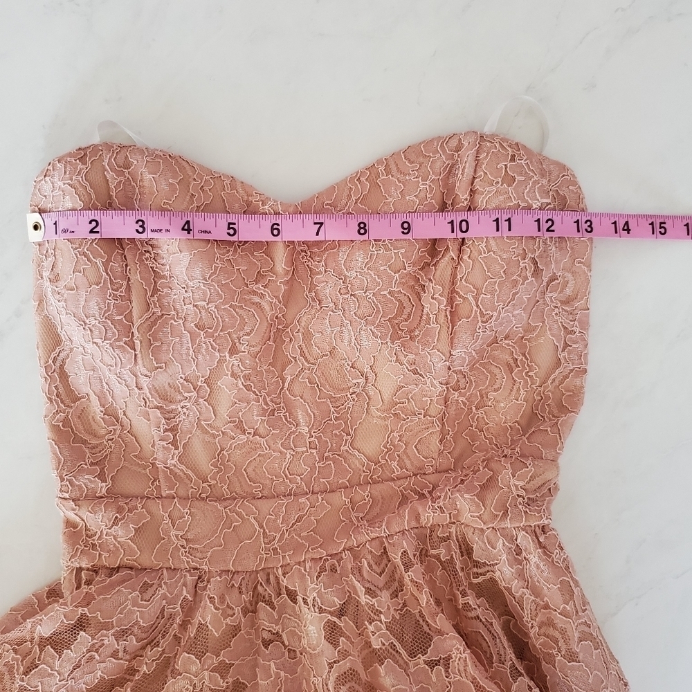 Windsor High Low Strapless Sweetheart Lace Pink - Picture 8 of 12